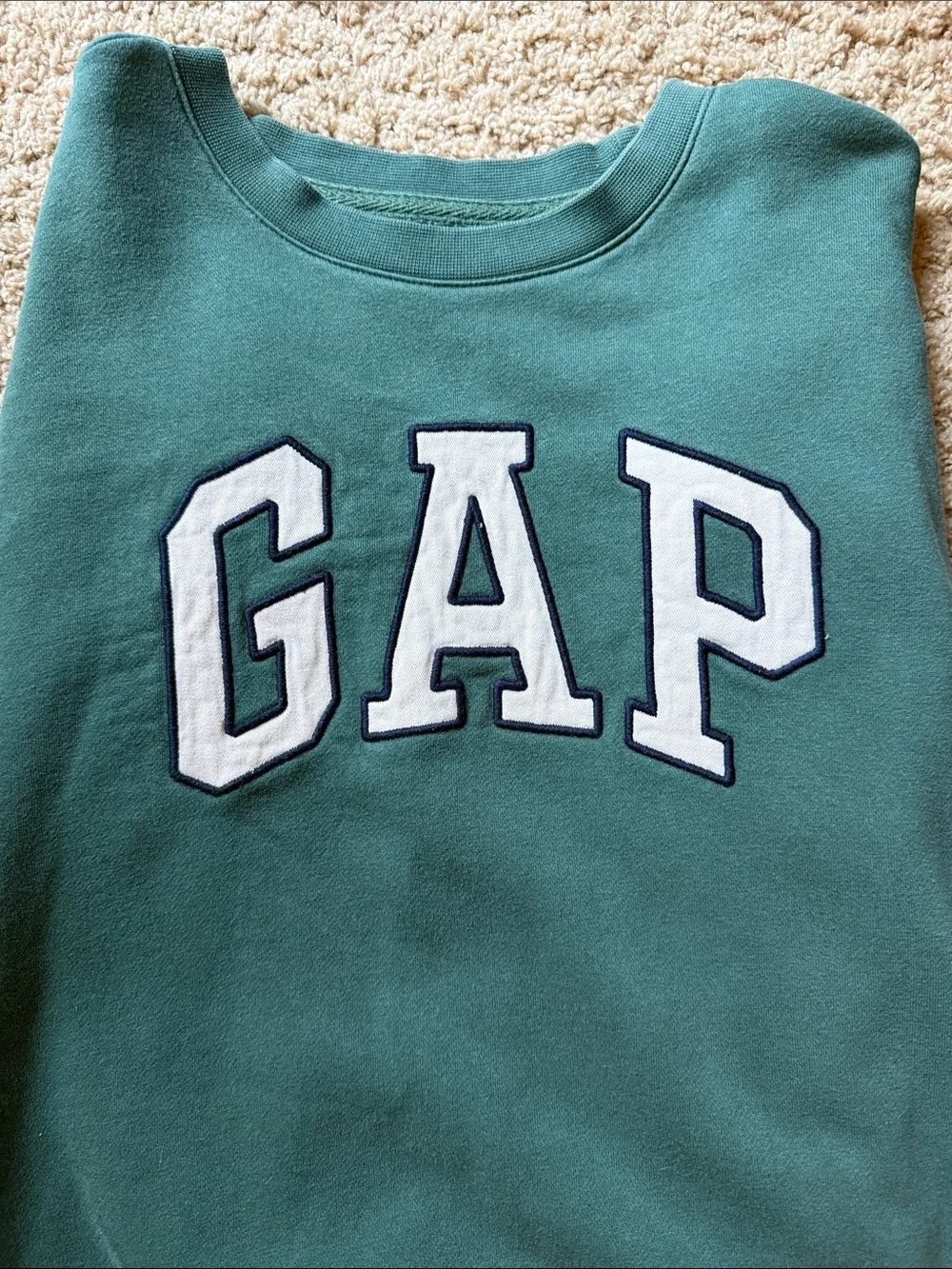 GAP Teal Crewneck Sweatshirt with White Lettering